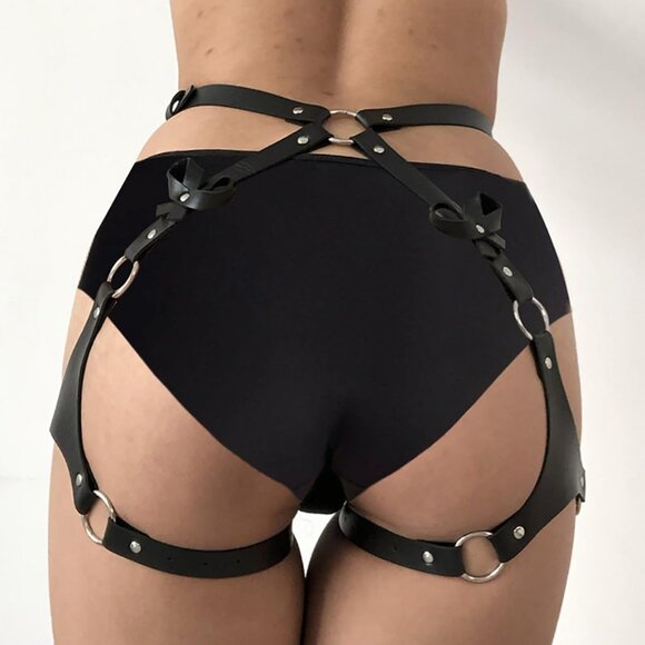 Punk Leather Thigh Straps,Punk Leather Thigh Harness,Body Harness Belt for Gothi - Picture 4 of 5